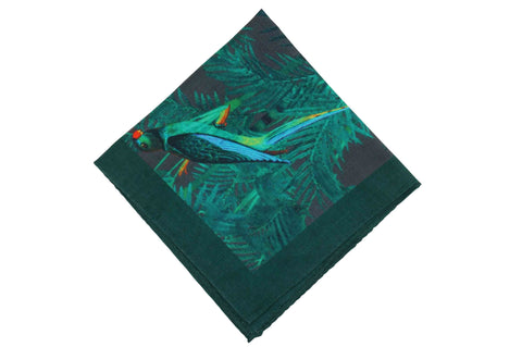 White Blue Floral Cotton Pocket Square