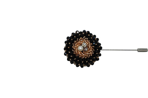 Black Gold Jewel Lapel Flower
