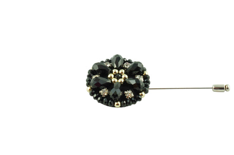 Black Jewelled Lapel Flower