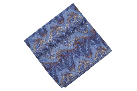 Yellow Blue Dotted Silk Pocket Square