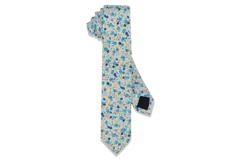 White Linked Cotton Skinny Tie