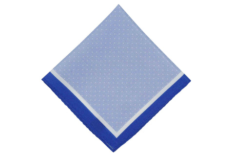 White Blue Floral Cotton Pocket Square
