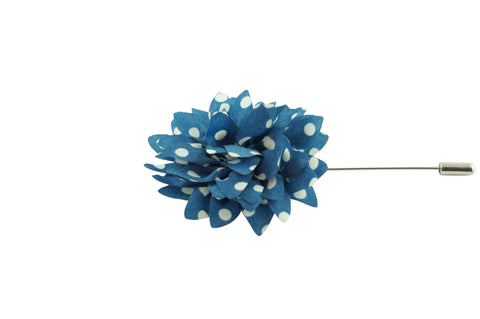 Light Blue White Dots Lapel Flower
