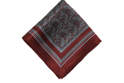 Brown Baby Paisley Silk Pocket Square