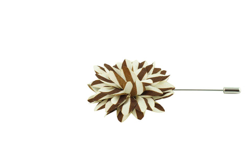 Brown White Stripes Lapel Flower