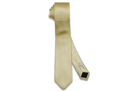 Butter Yellow Herringbone Silk Skinny Tie