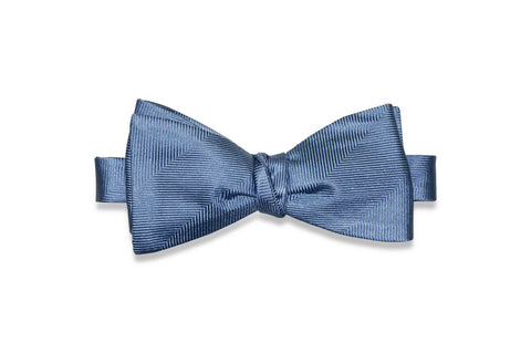 Cornflower Herringbone Silk Bow Tie (Self-Tie)