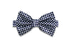Dark Navy White Silk Bow Tie (pre-tied)