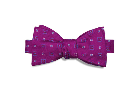 Electric Square Flowers Silk Bow Tie (self-tie)