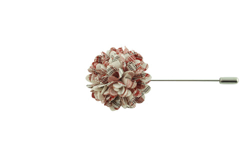 Full Petal Red White Lapel Flower