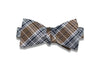 Golden Brown Plaid Silk Bow Tie (self-tie)