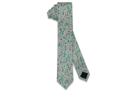 White Linked Cotton Skinny Tie
