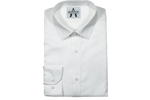 Herringbone White Dress Shirt