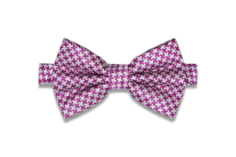 Magenta White Silk Bow Tie (pre-tied)