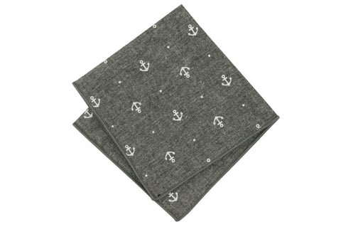 Nautical Gray Cotton Pocket Square