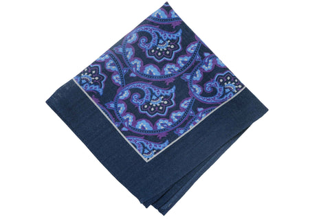 Newton Navy Wool Pocket Square
