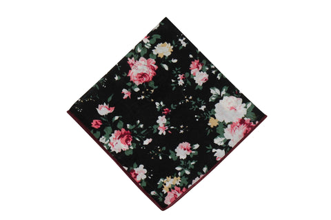 Night Rose Floral Cotton Pocket Square