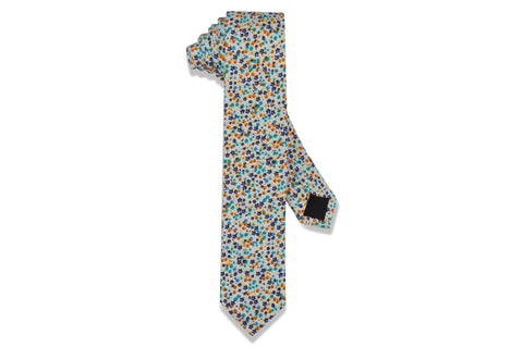 White Linked Cotton Skinny Tie