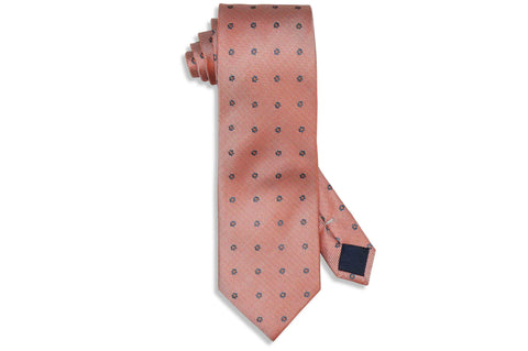Orange Blue Flowers Silk Tie
