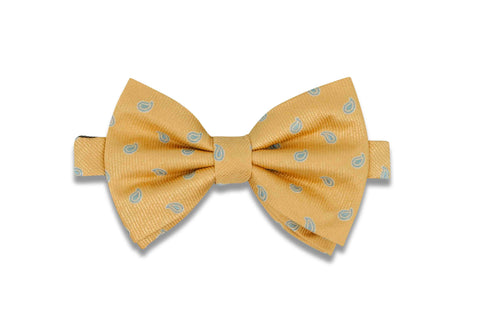 Paisley Gold Silk Bow Tie (pre-tied)