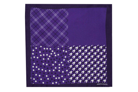Purple White Patterns Silk Pocket Square