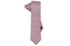 Salmon Gray Checks Silk Skinny Tie