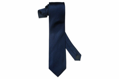 Navy Grooves Silk Tie