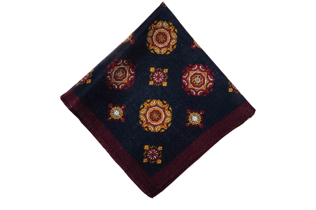 Andover Navy Wool Pocket Square