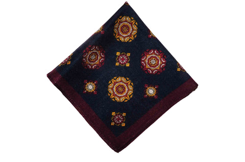 Andover Navy Wool Pocket Square