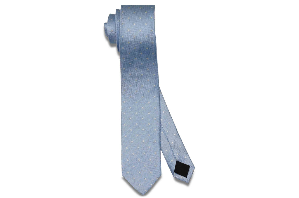 Baby Blue Dots Silk Skinny Tie