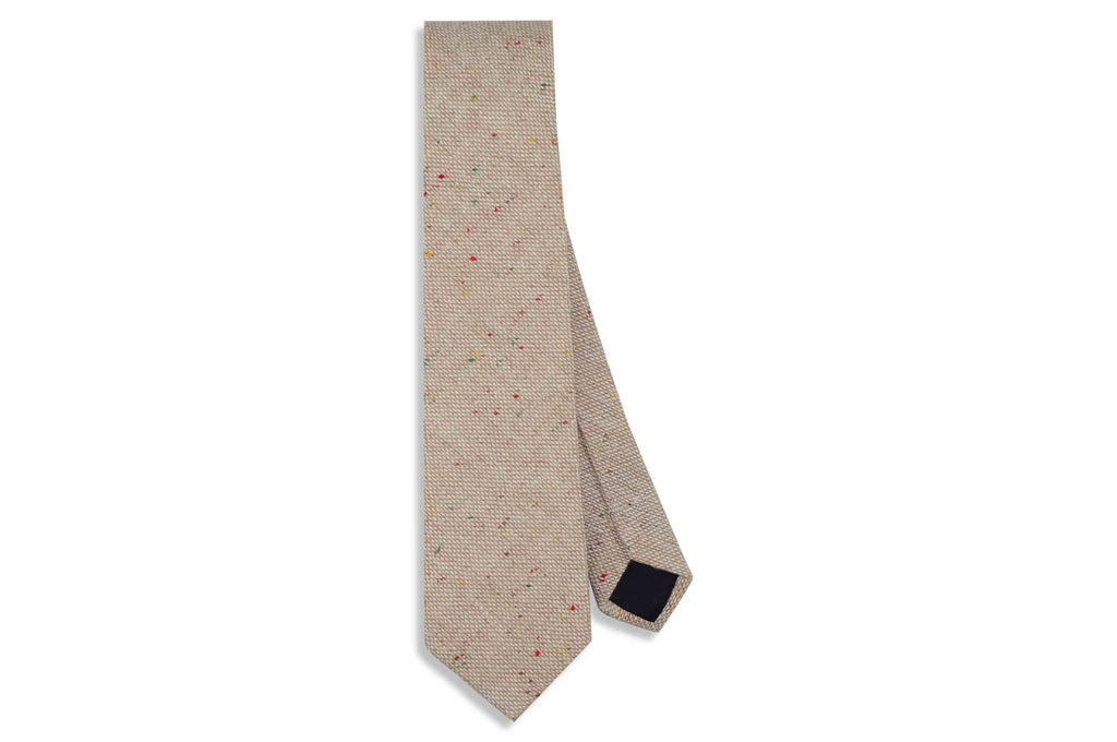 Beige Freckles Wool Skinny Tie