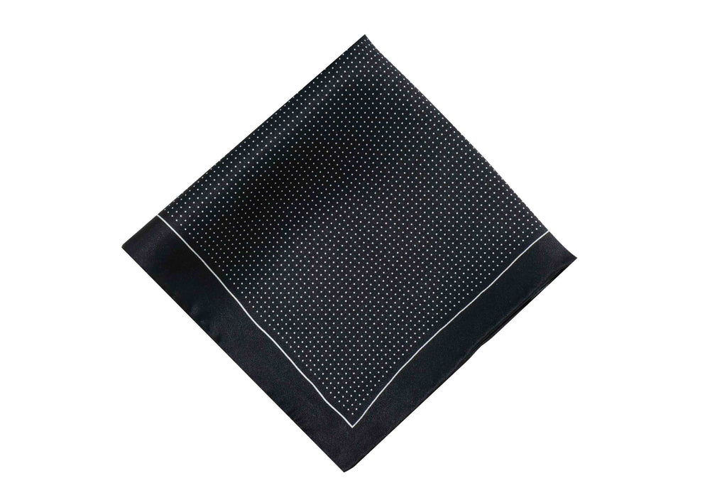 Black Pin Dots Silk Pocket Square
