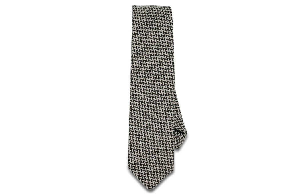 Black White Intersect Wool Skinny Tie