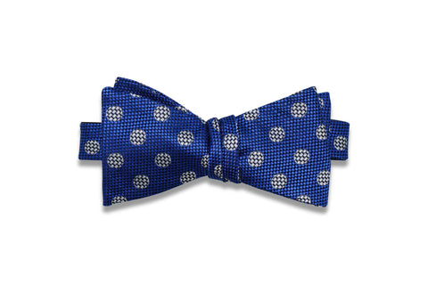 Blue Brick Dots Silk Bow Tie (self-tie)
