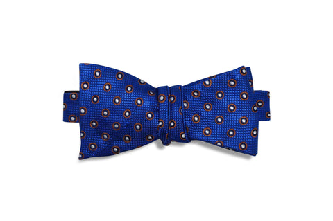 Blue Circled Silk Bow Tie (self-tie)