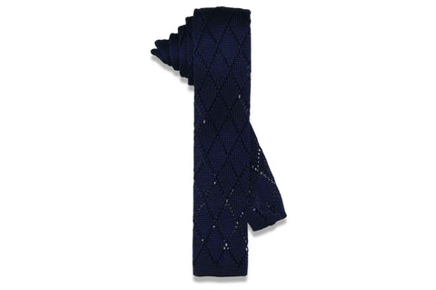 Blue Diamonds Knitted Skinny Tie