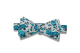 Blue Flowers Cotton Bow Tie (pre-tied)
