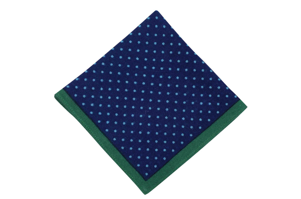 Blue Green Dots Wool Pocket Square