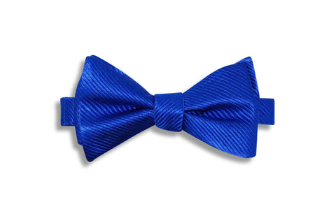 Blue Lined Textured Silk Bow Tie (self-tie)