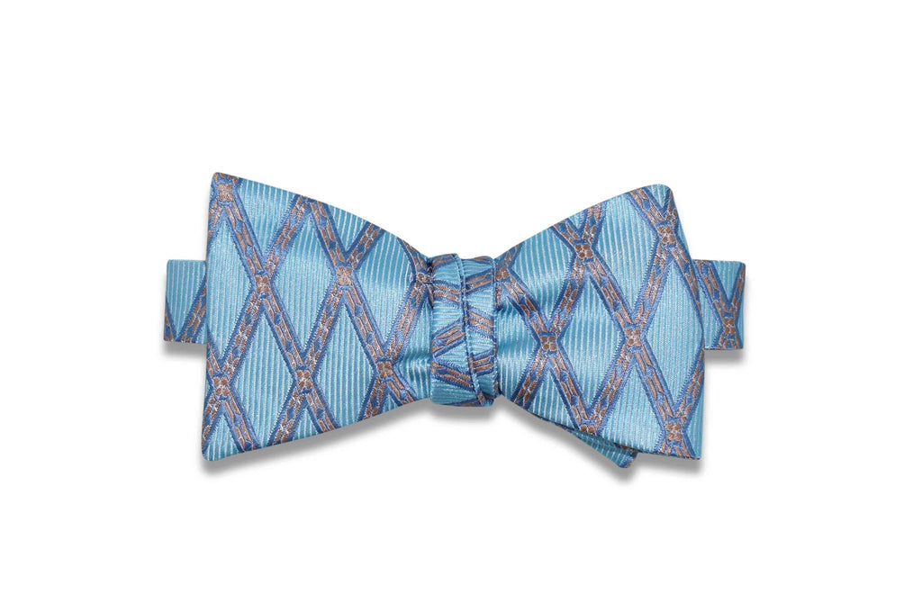 Blue Rope Band Silk Bow Tie (Self-Tie)