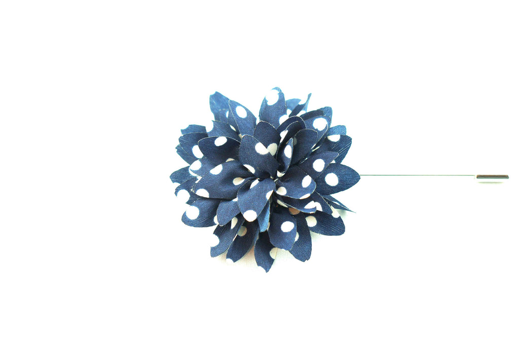 Blue White Dots Lapel Flower