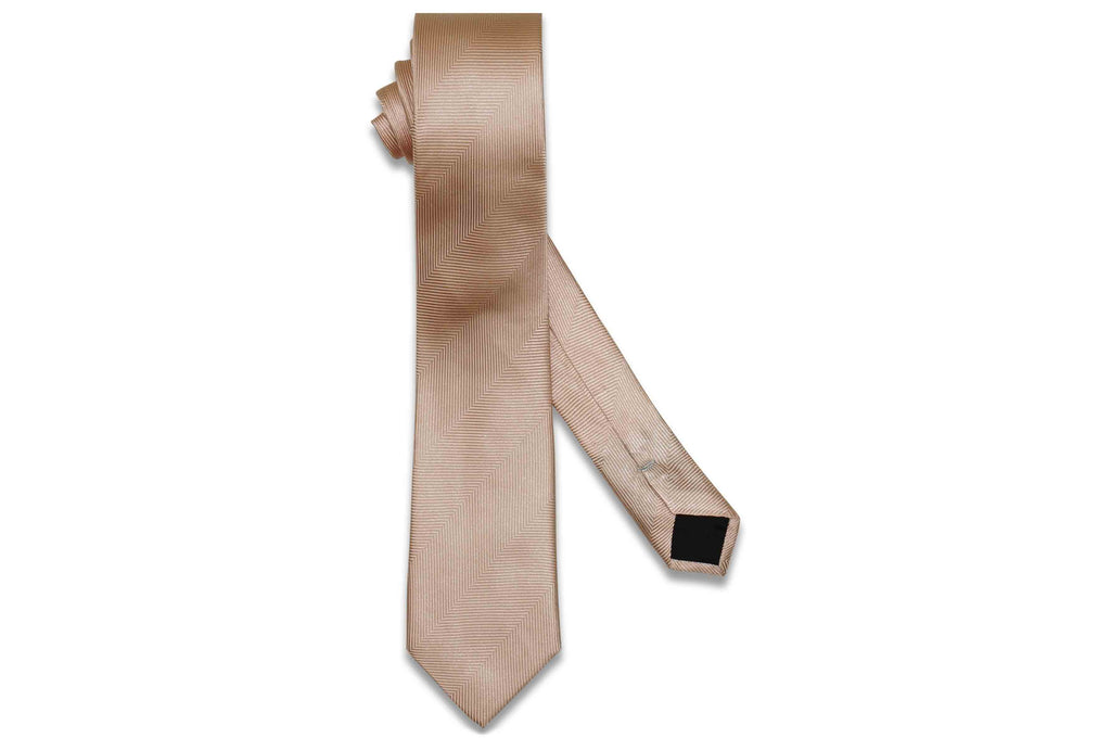 Blush Herringbone Silk Skinny Tie