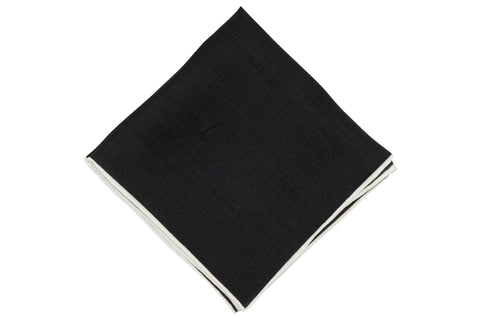 Border White Linen Pocket Square