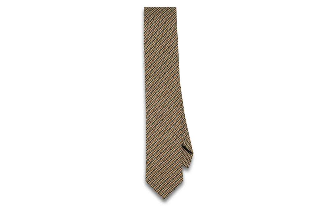 Brown Houndstooth Wool Skinny Tie