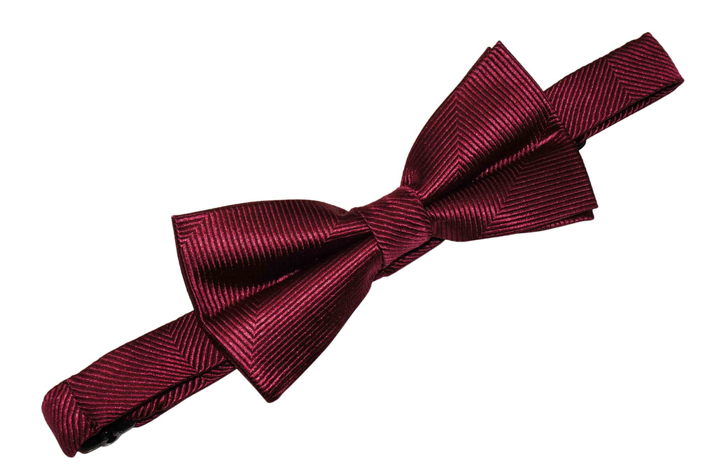 Burgundy Herringbone Silk Bow Tie (Boys)
