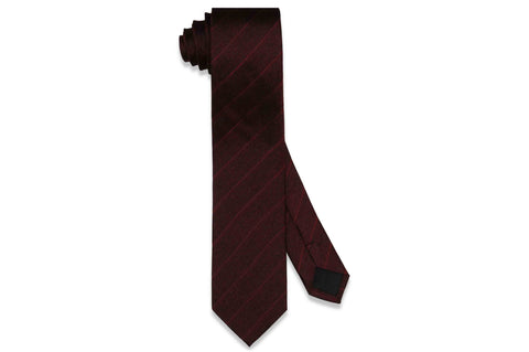 Burgundy Stripes Silk Skinny Tie