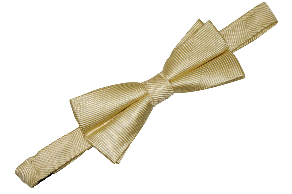 Butter Yellow Herringbone Silk Bow Tie (Boys)