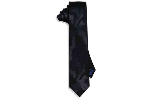 Camo Black Silk Skinny Tie