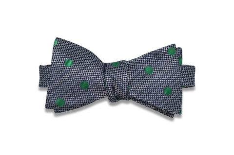 Charcoal Green Dots Silk Bow Tie (self-tie)