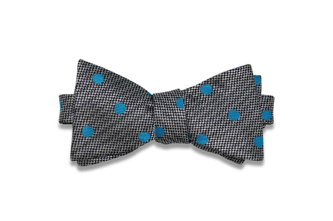 Charcoal Turquoise Dots Silk Bow Tie (self-tie)